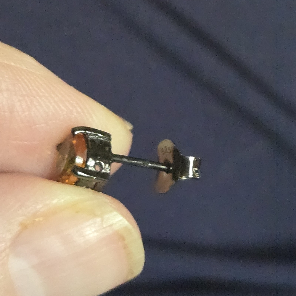 Citrine .75k Sterling & Rhodium Stud Earrings - Picture 7 of 7